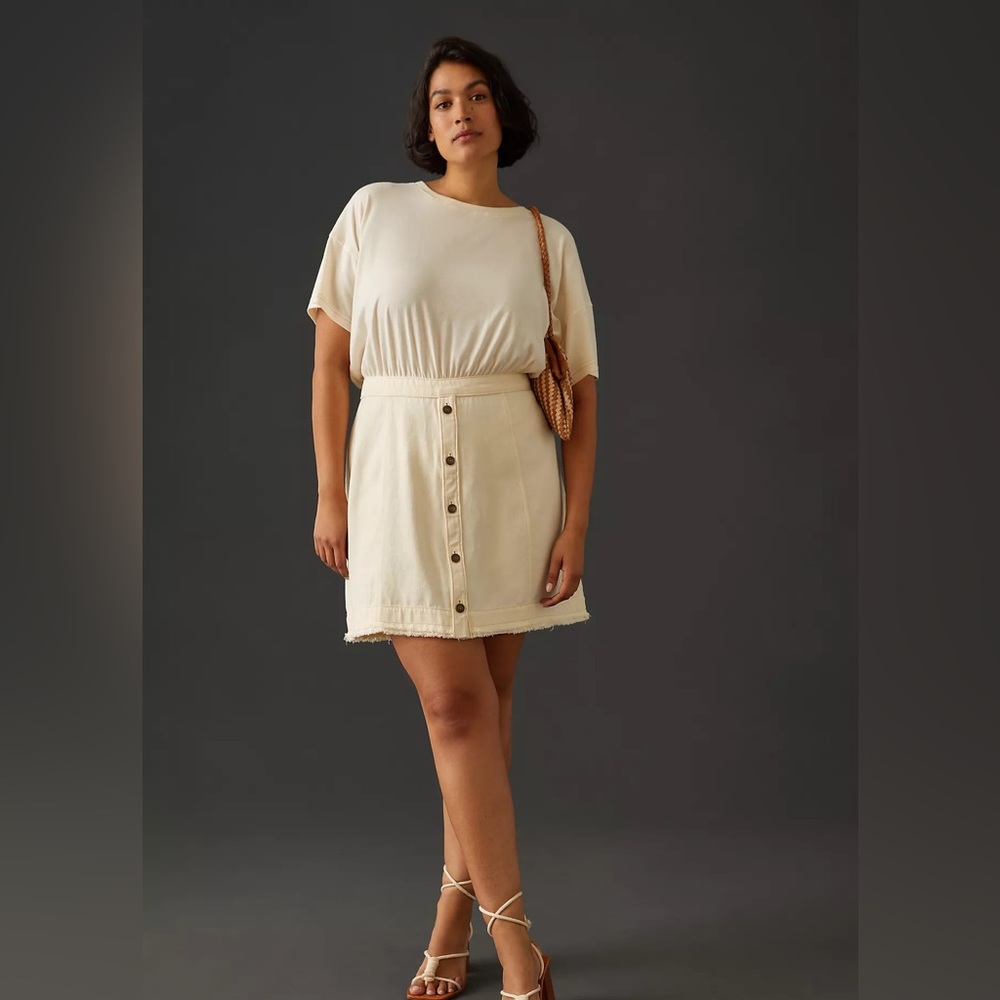 Anthropologie Pilcro Denim Skirt & Knit Tee Twofer Dress